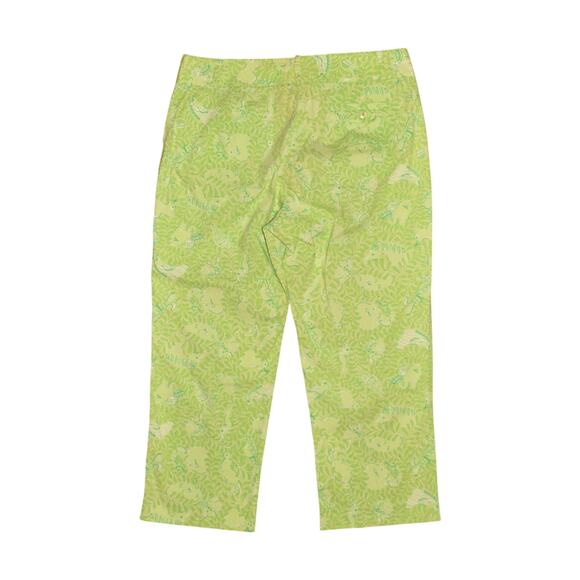 LILLY PULITZER $78 Green Zoo Animal‎ Print Cotton Capri Pant Size 10 - Picture 2 of 4